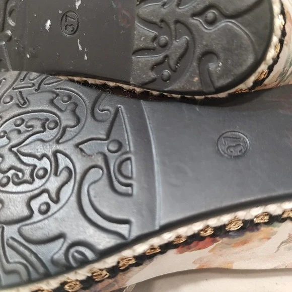 L'Artiste Women Blissful BGEM Leather Strappy Wedge Sandal US 6 6.5 EU 37 Floral - Picture 10 of 11